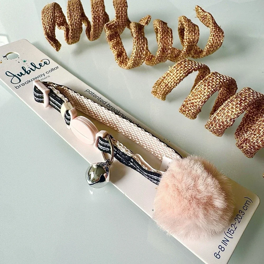 NEW Pink Kitten Collar Size XS ADJ 6 to 8in Breakaway Cat Bell Pom Pom Toys Lot